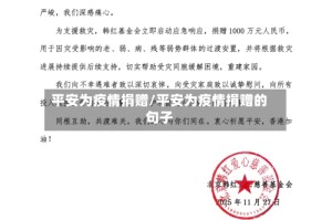 平安为疫情捐赠/平安为疫情捐赠的句子