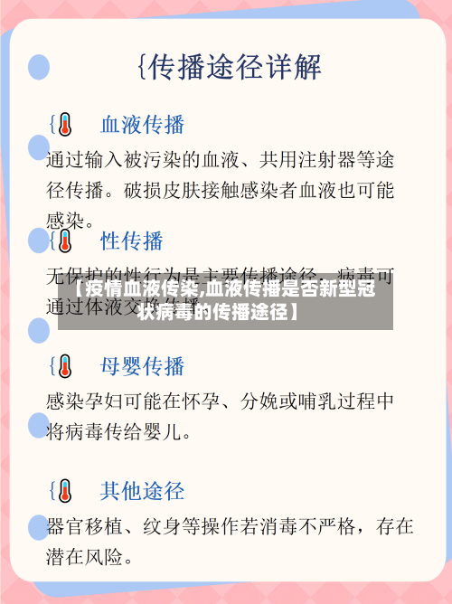 【疫情血液传染,血液传播是否新型冠状病毒的传播途径】-第1张图片